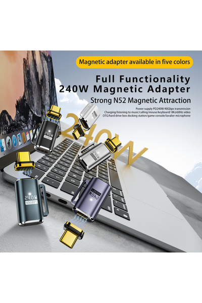 LivX 240W PD3.1 Manyetik USB-C Adaptör 40Gbps USB4.0 Veri Aktarımı Çok Yönlü OTGET