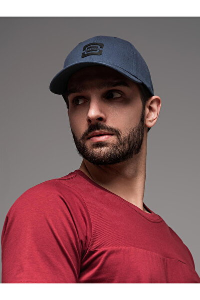 OMBRE Herren-Baseballkappe mit Logo – Marineblau V1 OM-ACCS-0100