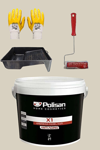 Polisan 4'Lü Set X1 Kokusuz Panel Kapı Boyası Amerikan Kapı 1KG