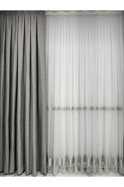 Erdoğanlar Koza Herringbone Dark Gray Background Curtain 1/2.5 Medium Pleated Background Curtain