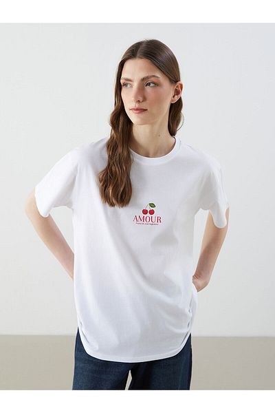 LC Waikiki Tricou de damă cu decolteu cu imprimeu cireșe
