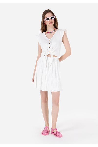 Colin's Regular Fit Jacquard Women's White Skirt
