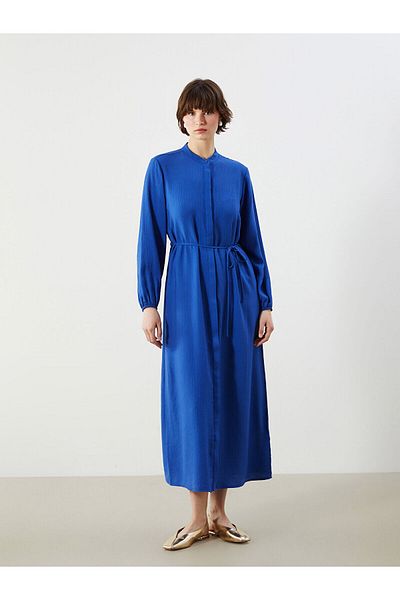 LC Waikiki Rochie cămașă oversize cu textura în linie A cu guler domnă