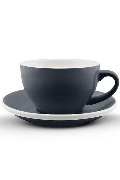 MIBRU Coffee ceramic cup with plate 350ml gray