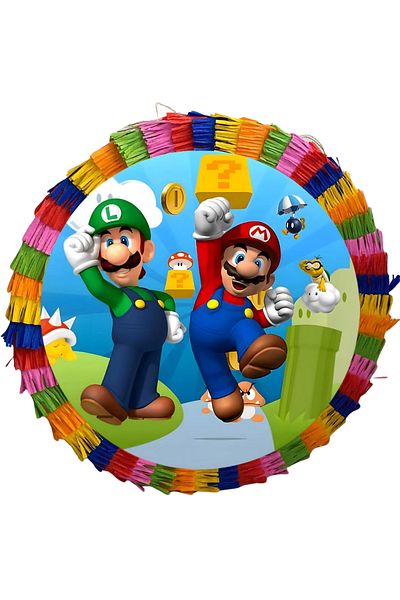 OEM Pinata pentru petreceri, 35 cm, multicolora, model Mario, umplutura inclusa