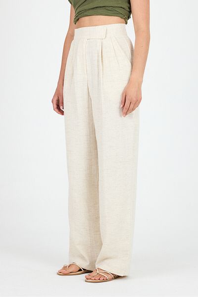 Rays Natural Linen Look 100% Cotton Trousers with Velcro Closure Detail 4748A