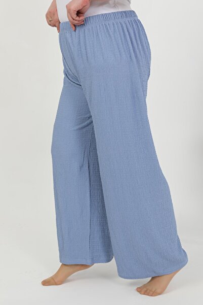 Akbeniz Pantaloni largi pentru femei 210076 Albastru