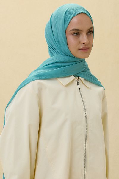 FENZA SCARF Lily Water Green Fringe Tassel Cotton Shawl
