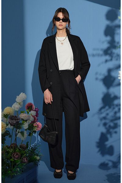 Fatma Atasoy Linen Black Palazzo Suit
