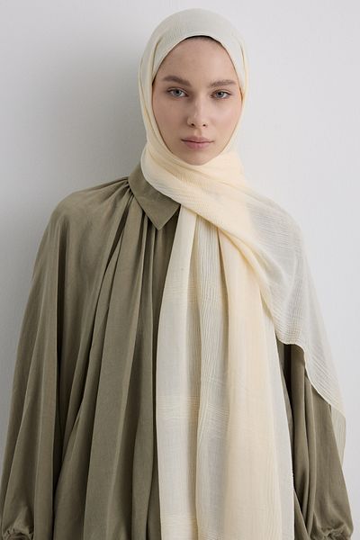 FENZA SCARF Brice Cream Long Fringe Tassel Cotton Shawl