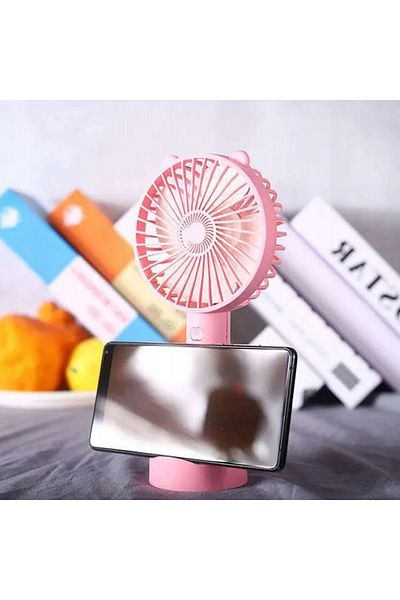 zola Ventilator portabil de birou,3 trepte de viteza, reincarcabil, cu suport telefon, plastic ABS, roz