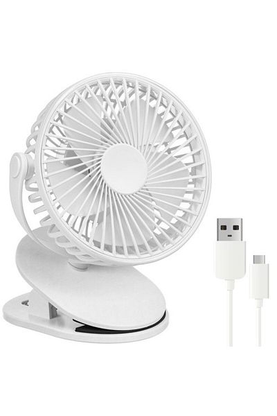 zola Wireless desk fan, 3 speeds, wave mode, 360°, clips, USB, 5W, rechargeable, white