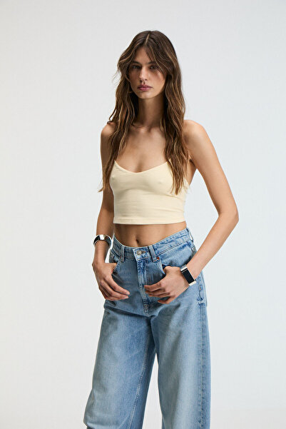 GRIMELANGE LUMINA Kadın İnce Ayar Askılı Slim Crop Sarı Atlet