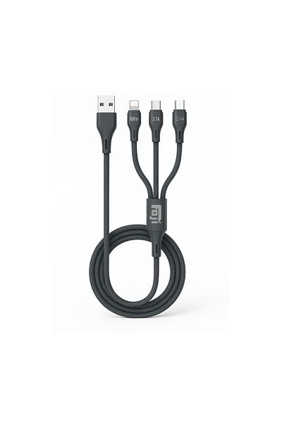 Foji 3-in-1 USB Cable 100W Fast Charging | Braided, Anti-Bend, Metal Shell | Turbo Engine Tech