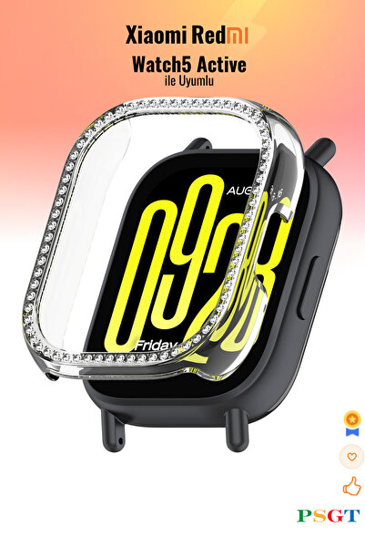 PSGT Xiaomi Redmi Watch5 Active Uyumlu Işıltılı Parlak Taşlı Diamond Kasa Kor...