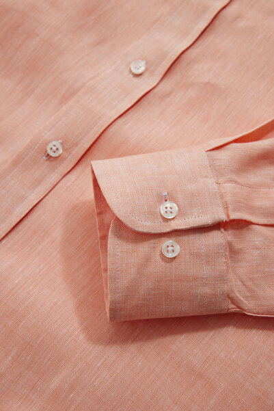 W Collection Orange Long Sleeve Linen Shirt