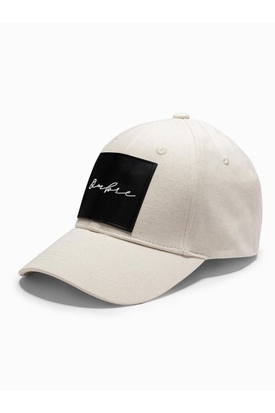 OMBRE Herren Baseballcap mit großem Patch - creme V4 OM-ACCS-0101