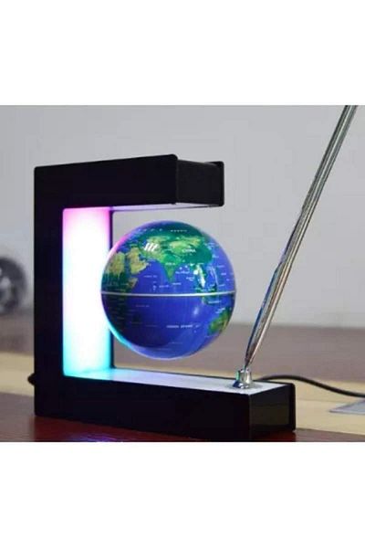 SIKS Magnetic Levitating Globe, LED Lighting, Square Stand, Power Cable, Automatic Rotation, Blue