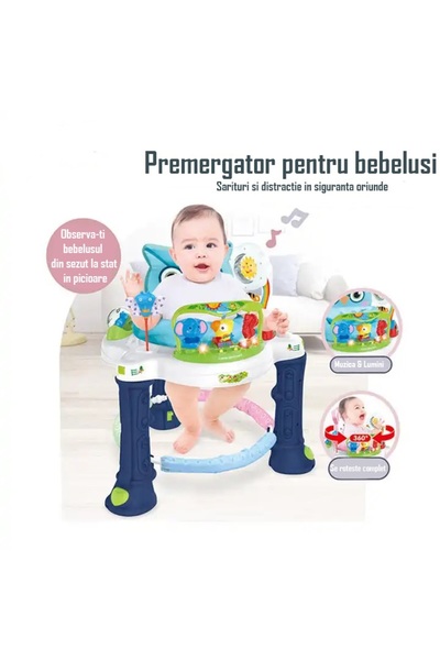 WePro Store Chodítko s aktivitním centrem, 360° otáčení, zvuky, světla, příslušenství, modré, 6M+