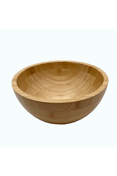 Bien Servi Durable Easy Cleaning Round Shaped Bamboo Salad Bowl Brown Medium