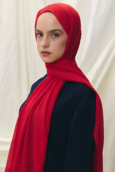 FENZA SCARF Lilyum Red Fringe Tassel Cotton Shawl