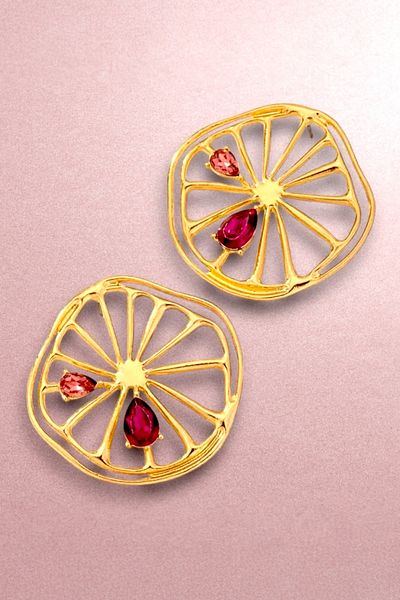 Pinty Design Grapefruit Shaped Large Size Women's Steel Earrings