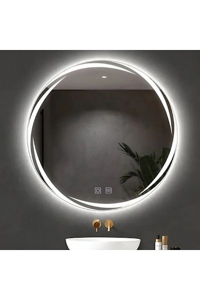 OPTIM DEKO Bathroom Mirror, Spiral Model, LED Lighting with Touch and Demisting System 60x60cm