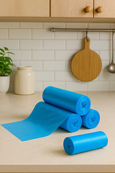 Özkan Ambalaj Temizlik 75 × 90 سم 1 لفة 10 قطع أكياس قمامة زرقاء كبيرة الحجم ...