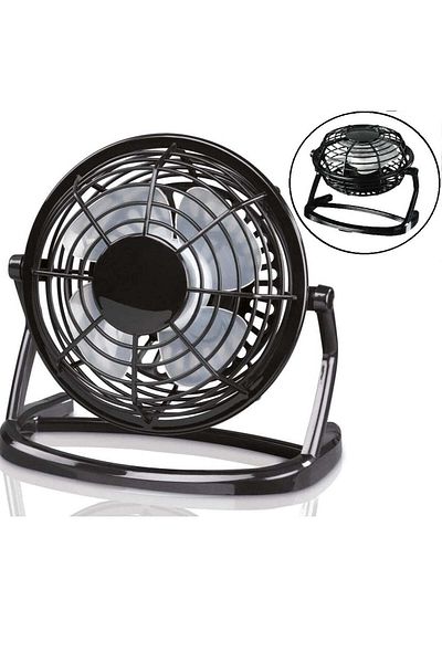 zola Ventilator birou USB, diametru 9.6 cm, 5V, unghi reglabil, dimensiune 15x14.7x9.6 cm, negru