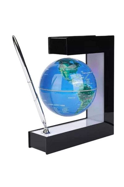 SIKS Magnetic Levitating Globe, LED Lighting, Square Stand, Power Cable, Automatic Rotation, Blue