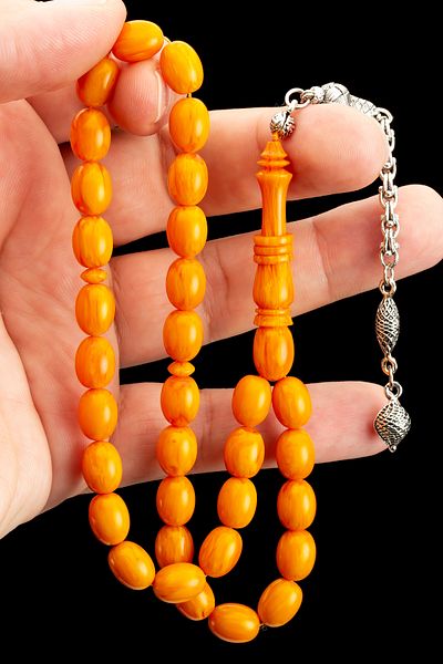 OTTOTESBİH هدية للرجال 8x11mm كاتالين تسابيح، تسابيح باغا النازف البرتقالي