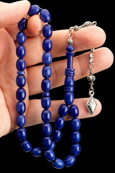 OTTOTESBİH Men's Gift 8X11Mm Katalin Prayer Beads, Bleeding Baga Prayer Beads Navy Blue