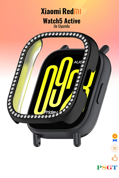 PSGT Xiaomi Redmi Watch5 Active Uyumlu Işıltılı Parlak Taşlı Diamond Kasa Kor...