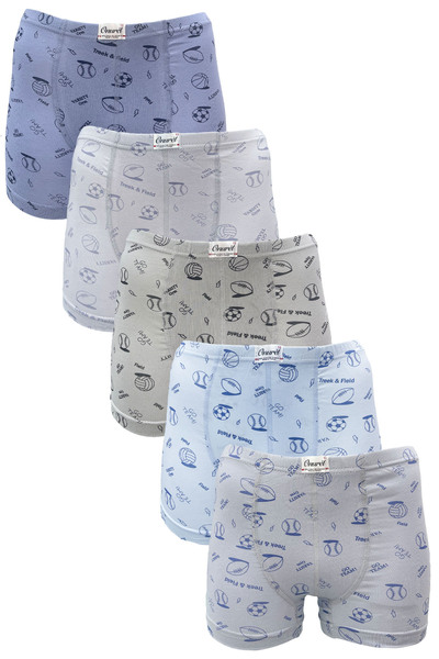 Onurel مجموعة من 5 بوكسر ليكرا مطبوع عليه رياضات ملونة للأولاد