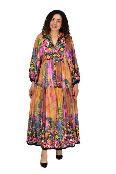 destra Women's Sleeve Elastic V-Neck Dress Bgl-St04641