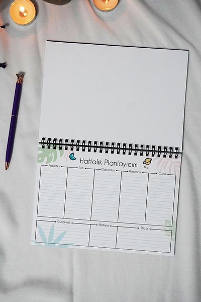 markcat A5 Bird Themed Black Kraft Cover Notebook - Lined Notebook - 60 Sheets (120 Pages) 15X21 cm