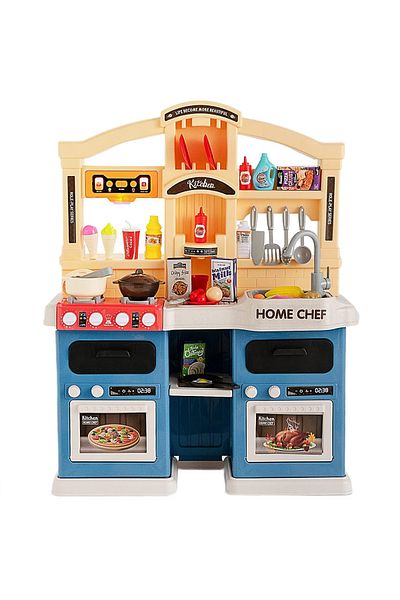 WePro Store Kids kitchen set blue, lights, sounds, steam, running water, 77 accessories, 3+ years