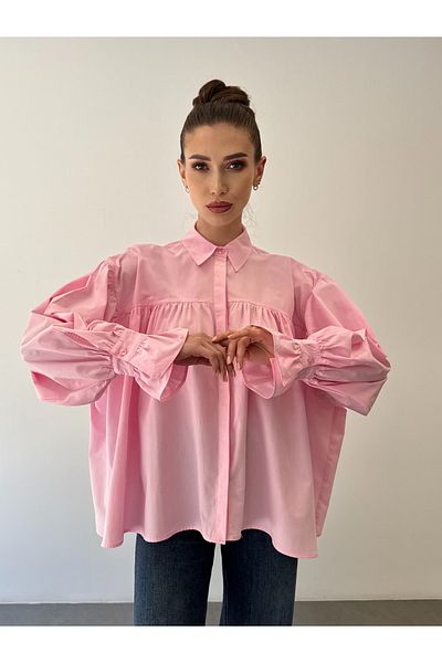 ossons Cămașă cu mânecă largă cu șnur cu design supradimensionat