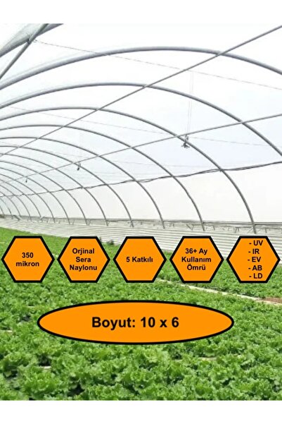 NetBazaars Sera Naylonu, 36 Aylık, 5 Katkılı, 350 Micron 10x6 Şeffaf Sera Ört...