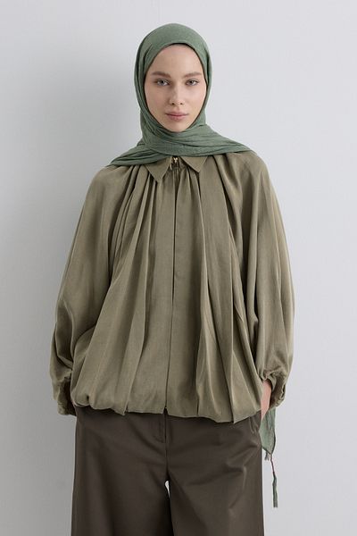 FENZA SCARF Drew Khaki Bohemian Long Fringe Cotton Shawl