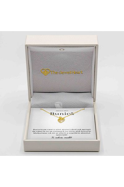 The Jewel Heart Pentru Bunica Mea – Colier în Formă de Lebădă, Argint Placat cu Aur 14K