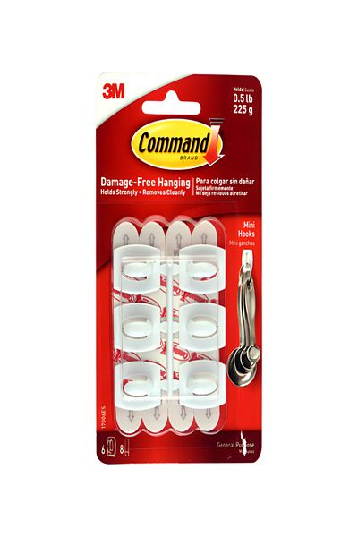 3M Command 6-Piece Mini Hooks with 8 Strips