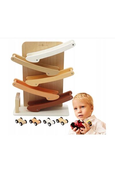 indiggo Set 5 Masinute de Jucarie Pure Nature, din lemn