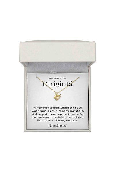 The Jewel Heart Colier Lebădă pentru Dirigintă – Argint 925 cu Aur 14K, Cadou Cu Cutie LED