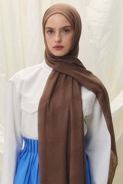 FENZA SCARF Lilyum Hot Brown Fringe Tassled Cotton Shawl