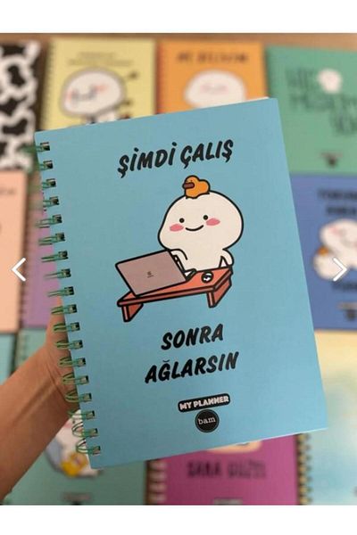 hediyeofisi Unlined Work Now Cry Later Designed A4 Size Notebook