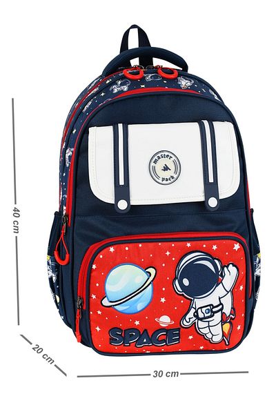 ms mixxstore Patterned Orthopedic Back Support Primary School Bag with Foil Lunchbox and Pen Holder