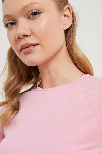 Arma Life Γυναικείο μπλουζάκι Basic Ελαστικό Ροζ Crop T-shirt