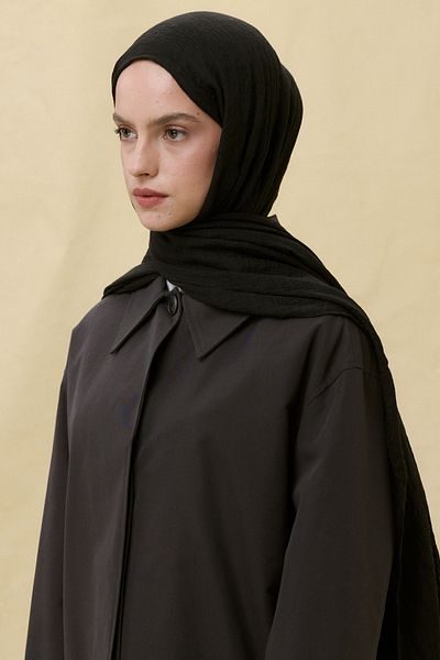 FENZA SCARF Drew Black Bohemia Long Fringe Cotton Shawl