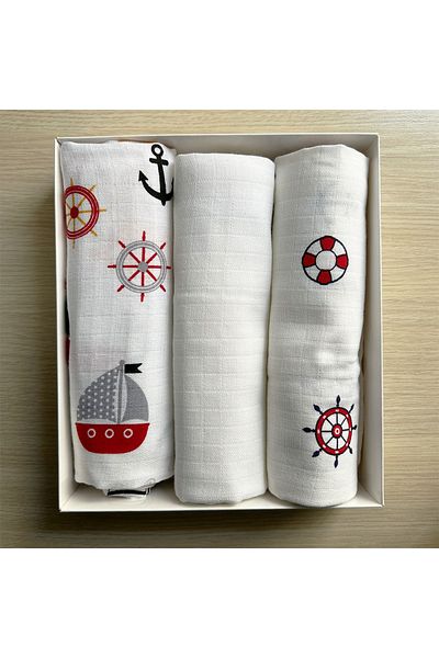 Lief Home Set of 3 Muslin Covers |   75X85Cm |   100% Cotton |   Boxed for Newborn